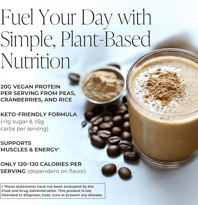 Arbonne FeelFit Pea Protein Powder – Coffee Flavored Vegan Protein Powder – Plant-Based Nutrition Supplement for Smoothies Shakes &amp Post-Workout Recovery Support – 30 Servings