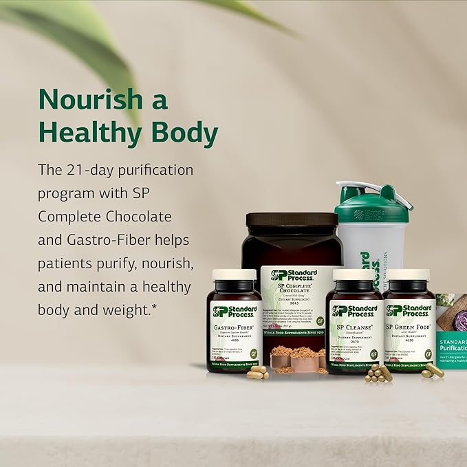 Standard Process Purification Product Kit with SP Complete and Gastro Fiber - 21-Day Detox for Healthy Body Maintenance - Vegetarian Gluten-Free &amp Non-Soy - 1 Kit - Chocolate