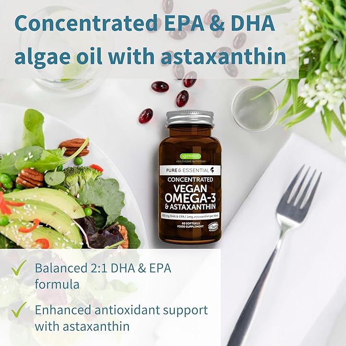 Vegan Omega-3 + Calcium &amp Magnesium Complex Vegan Bundle Sustainable EPA &amp DHA Algae Oil 1340mg + 2:1 Plant Based Algae Mineral Complex by Igennus