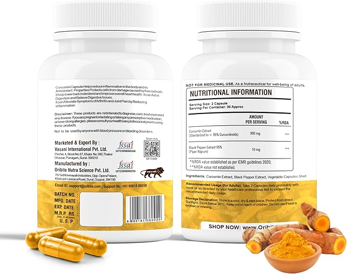 Curcumin with Black Pepper – High Absorption Turmeric Root Extract Supplement for Joint Heart &amp Immune Support – Natural Antioxidant &amp Inflammation Response Support – 60 Capsules Non-GMO