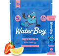 Waterboy Weekend Recovery | 3200mg Electrolyte Powder Packets | Ginger + L-Theanine + Vitamins | No Sugar All Natural Gluten Free | 24 Drink Stick Mixes (Strawberry Lemonade)