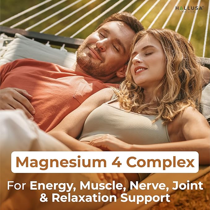 Magnesium 4 Complex + Curcumin Turmeric 60 Capsules Bisglycinate Malate Aspartate &amp Taurate Magnesium Complex Supplement for Energy Muscle Nerve Joint &amp Relaxation Support
