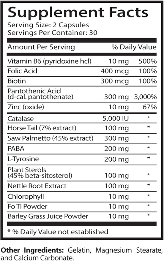 Folic Acid biotin - Anti Gray Hair - Fo ti Capsules (3 Bottles - 180 Capsules)