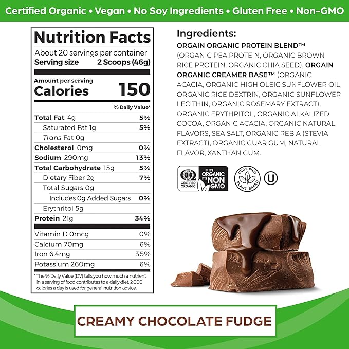 Orgain Organic Vegan Protein Powder and Protein Bars Bundle (2.03lb + 12 Count)