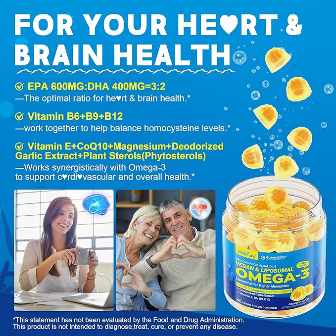 2 Pack Creatine Monohydrate Gummies + 1 Pack Vegan Algae Omega-3 1000mg Gummies