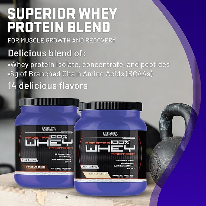 Ultimate Nutrition Prostar Whey Protein Powder Isolate Chocolate - Low Carb High Protein Powder Shake for Muscle Gain &amp Recovery - Low Sodium Low-Fat &amp Keto Friendly - 1 lb Tub