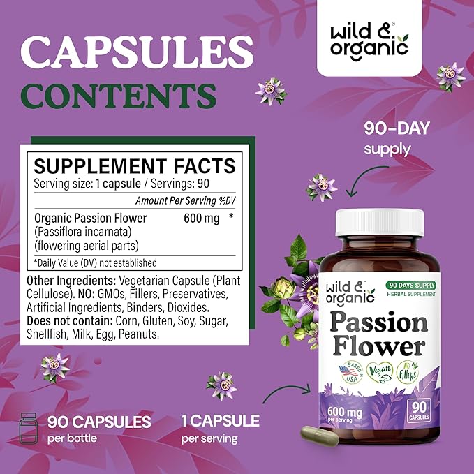 Wild &amp Organic Skullcap 90 Capsules &amp Passion Flower 90 Capsules