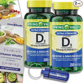 Spring Valley Vitamin D3 Softgels 125 mcg 5000 IU 250 Ct 2 pk (500 Total) + Vitamin Vitality &amp Pill Container (4 Items)!