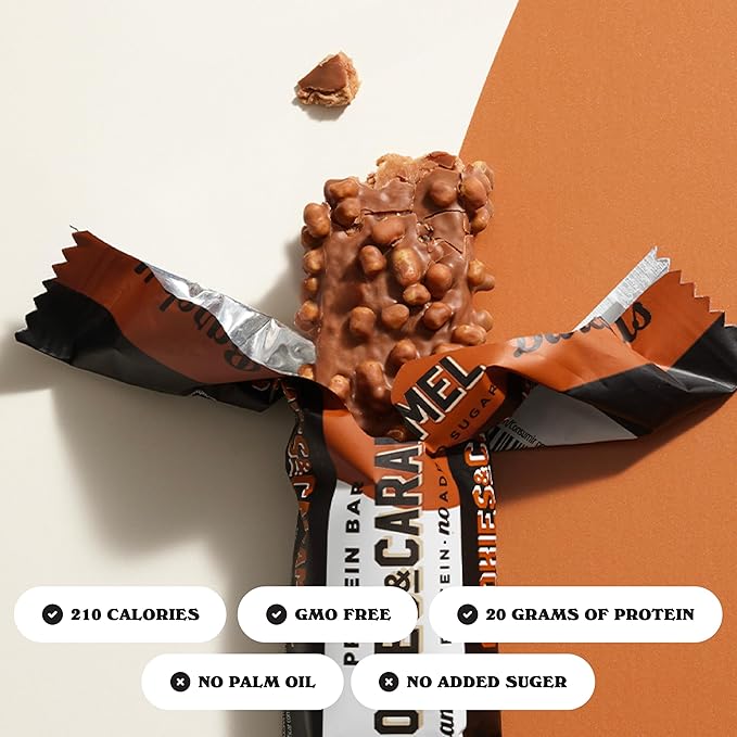 Barebells Protein Bars Cookies and Caramel - 24 Bars (2 Packs of 12) 20g High Protein Treats - Chocolate Nutrition Bar with 1g Total Sugars - On-The-Go Breakfast or Post-Workout Snack