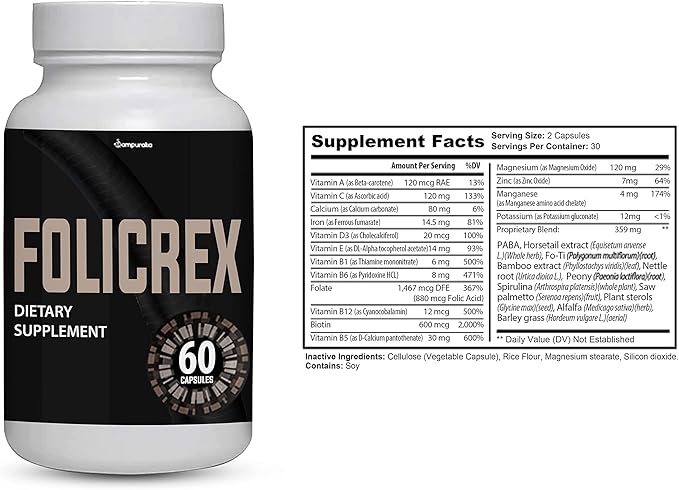 Folicrex Advance New Formula Supplement - 2 Packs 60 Days Supplies