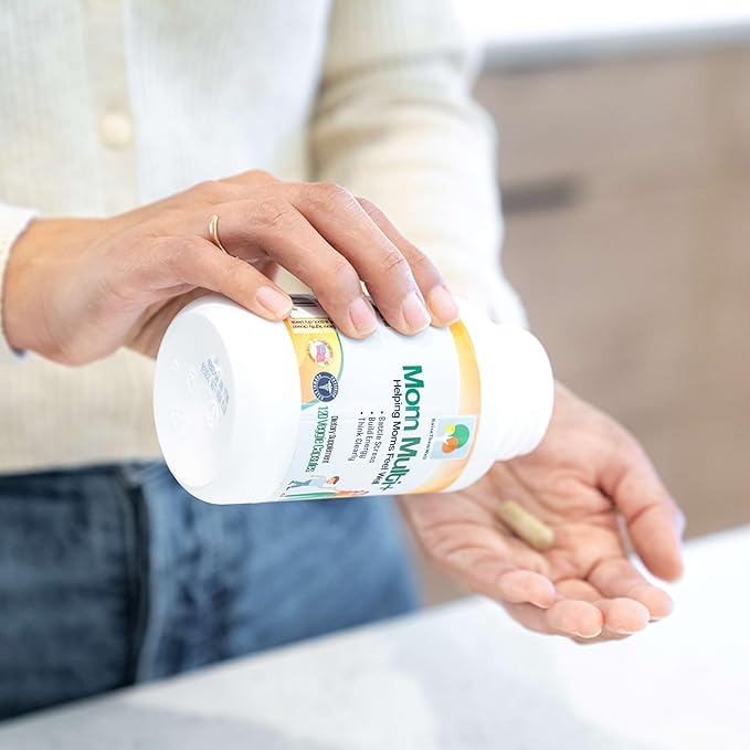 Raise Them Well Mom Multi+ Daily Multivitamin for Women with Active Folate Adaptogens &amp Bacopa Energy Stress &amp Cognitive Support 120 Veggie Capsules