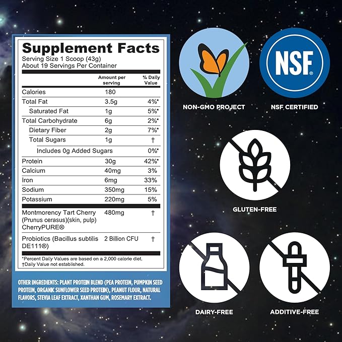 Vega Sport Vegan Protein Powder + Recovery - 30g Plant Based Protein per Serving Peanut Butter 19 Servings 5g BCAAs Probiotics NSF Certified for Shakes &amp Smoothies 1.8lbs (Packaging May Var