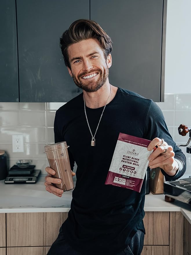 Black Rice Protein Powder Plant Based Organic Protein Powder Meal Replacement Shake 15 Single Serve Packs with 24g of Protein Per Serving Vegan &amp Gluten Free 2.32 Pounds (Chocolate)