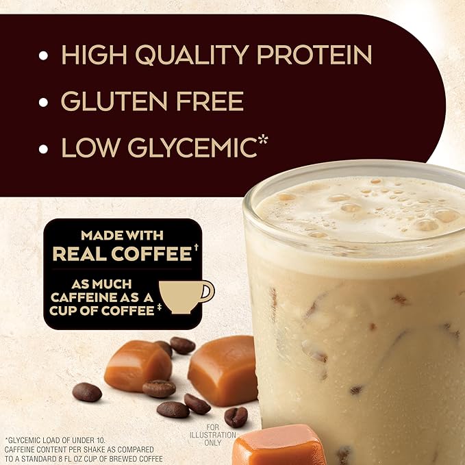 Atkins Dark Chocolate Royale Protein Shake 15g Protein Low Glycemic 2g Net Carb 1g Sugar &amp afé Caramel Iced Coffee Protein Shake 15g Protein Low Glycemic 3g Net Carb 1g Sugar