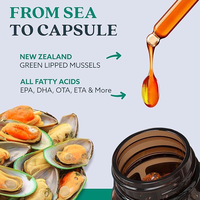 GLX3 Joint Support Extra Strength Omega-3 Supplement | Premium New Zealand Green Lipped Mussel Oil - Comfort Flexibility Muscle Recovery - ETA EPA DHA Omega 3 Capsules 2 Month