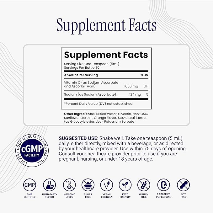 Rho Nutrition Liposomal Vitamin C – Ultra High Absorption Liquid Vitamin C Supplement - Supports Immune System Collagen Production and Overall Health for Men and Women