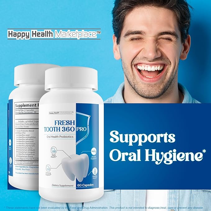 Fresh Tooth 360 Pro Our Best Oral Dental Probiotics for Teeth &amp Gums - Oral Health Probiotics - Mouth Probiotics - Oral Probiotics for Women &amp Men - Oral Probiotics for Men &amp Wm - Best Ora