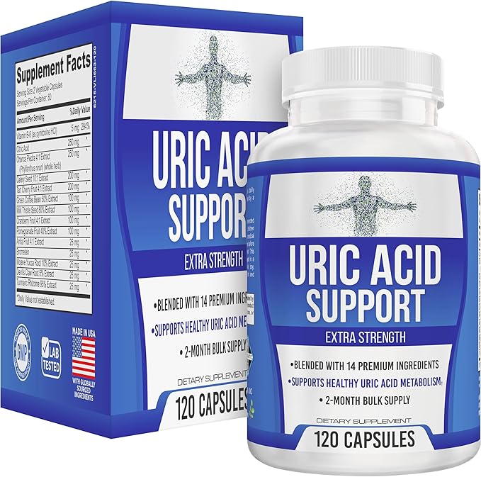 2-Month Uric Acid Support (14-in-1) Supplement | 60-Day Bulk Supply | Uric Acid Health Supplements | 120 Capsules