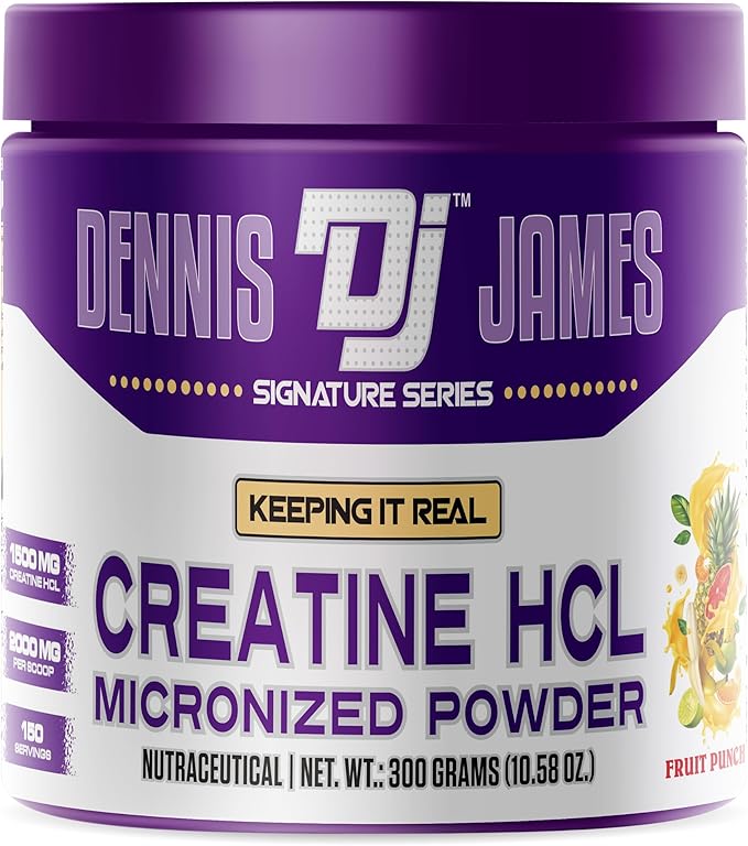 DENNIS JAMES Signature Series Creatine Hcl | Micronized Powder | 150 Serving 300g | Fruit Punch