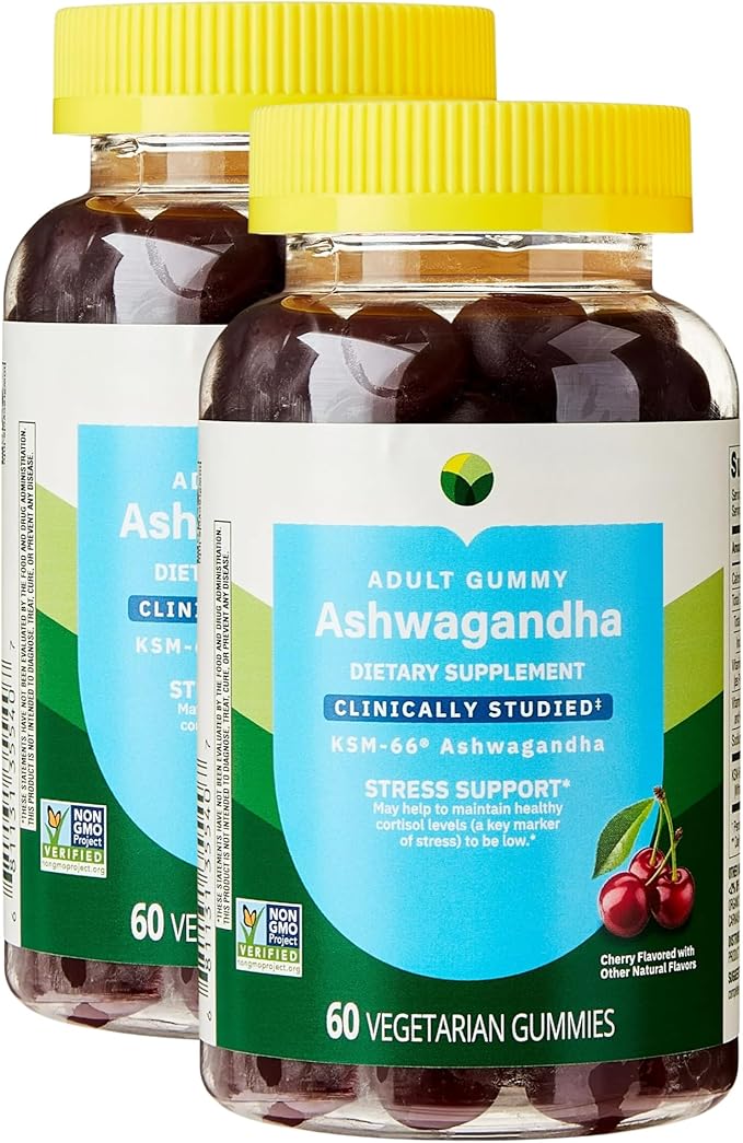 KP+ Ashwagandha | Ashwagandha Adult Gummies | Stress Support &amp Relaxation | Helps Maintain Healthy Cortisol Levels | Cherry Flavor | 60 Vegetarian Gummies | Pack of 2