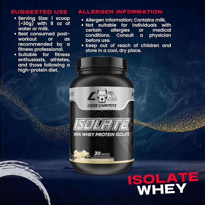 Isolate Protein Powder | 100% Whey Isolate | 25g Protein + All Essential Amino Acids | for Strength &amp Lean Muscle | 2 Pounds (Smooth Vanilla)