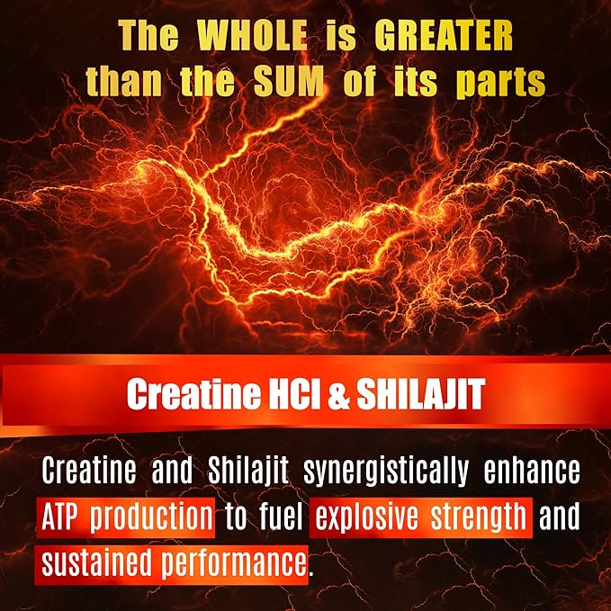 Creatine HCL with Shilajit - Workout Supplement for Men &amp Women Muscle Builder Endurance Strength Superior to Monohydrate: Instantized for Max Absorption No Load No Bloat - 120 Vegan Caps