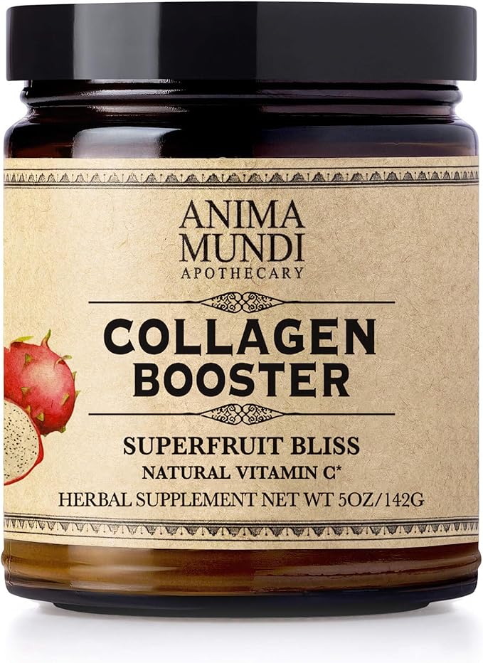 Anima Mundi Apothecary Vegan Collagen Booster Powder Superfruit Bliss - Beauty Supplement for Skin Hair &amp Nails - Collagen Support Powder for Glowing Skin - Easy Drink Mix-in (5oz)
