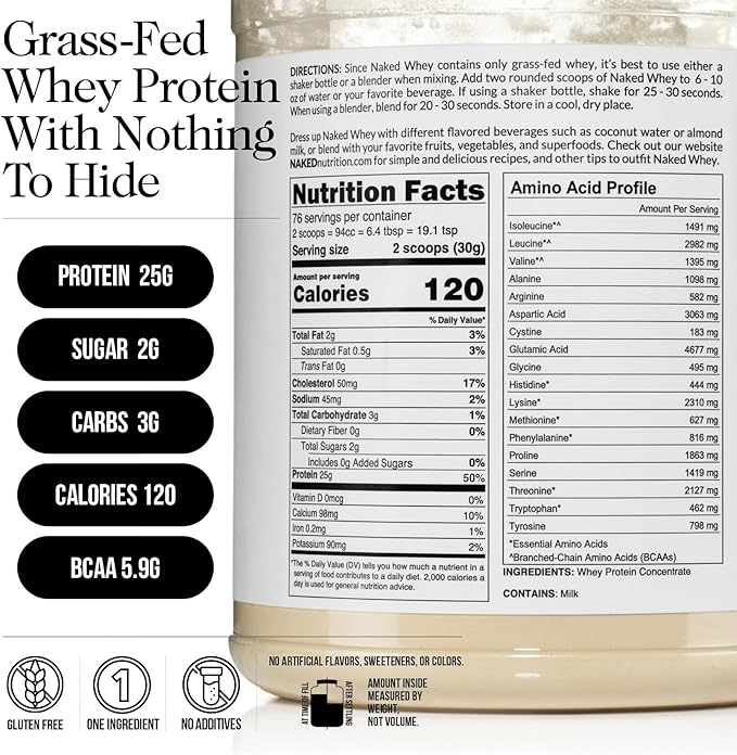 NAKED Grass Fed Protein Bundle: 5LB Unflavored Whey and 5LB Unflavored Casein
