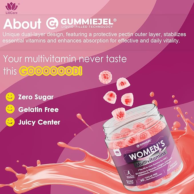 2 Pack - Womens Multivitamin Gummy Methylated Multivitamin for Women Biotin Methylfolate Iron Collagen Vitamins A C D B Complex Antioxidants for Women's Daily Support Beauty Immune No Sugar