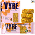 Vybe Snacks Savory Nutrition Bars Turmeric Ginger Flavor | Plant Based Vegan Zero Added Sugar Gluten Free Keto Friendly No Artificial Ingredients Organic 8-9 gm Protein &amp Gut Friendly Fiber