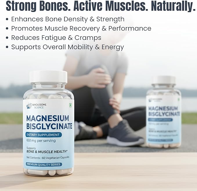 Magnesium Bisglycinate – 60 Vegan Capsules – 650 mg per Serving – Supports Relaxation Muscle &amp Nerve Function – Non-GMO Soy-Free – Third-Party Lab Tested Dietary Supplement