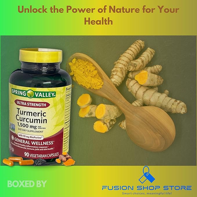 Turmeric Curcumin 1500mg with Black Pepper Capsules 90ct (Pack of 1) Boxed By Fusion Shop Store