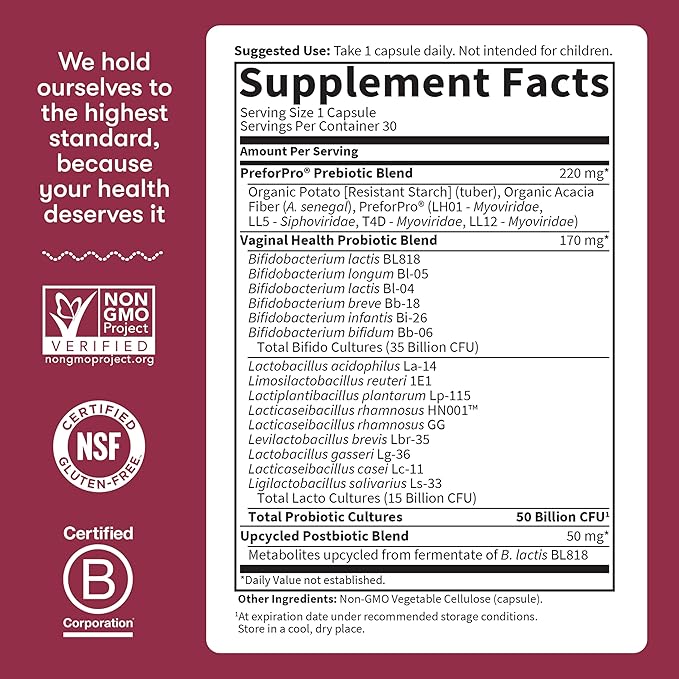 Garden of Life Dr Formulated Once Daily 3-in-1 Complete Prebiotics Postbiotics &amp Probiotics for Women PRE + PRO + POSTBIOTIC Supplement for Women’s Digestive Immune &amp Vaginal Health 30 Day