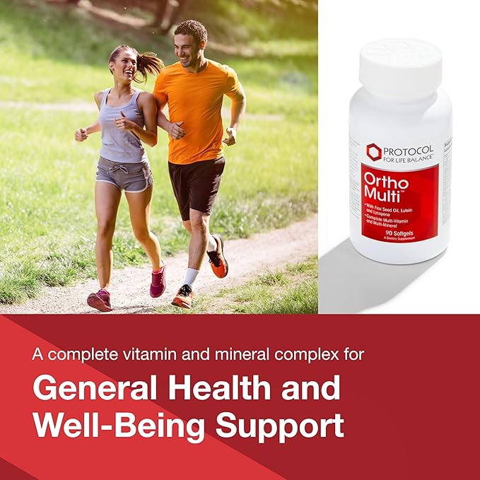 PROTOCOL FOR LIFE BALANCE Ortho Multi - Complete Vitamins &amp Minerals Complex* - Multivitamin with Lutein Lycopene &amp Flax Seed Oil - Egg Free &amp Keto Friendly - 90 Softgels
