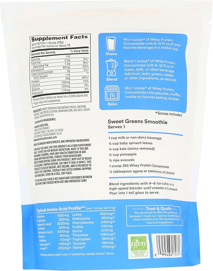365 by Whole Foods Market Whey Protein Concentrate Vanilla 16 Ounce