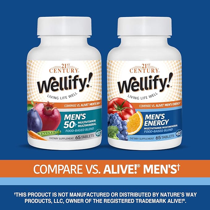 21st Century Wellify Men's Energy Multivitamins with Minerals 65 Count (Pack of 2)