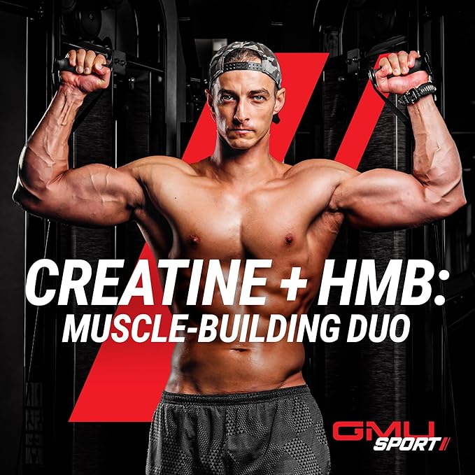 GMU SPORT - Creatine Monohydrate with HMB Powder - 45 Servings Creatine HMB Supplements Creatine with HMB for Increased Strength Muscle Growth &amp Enhanced Energy 3G HMB/Fruit Punch