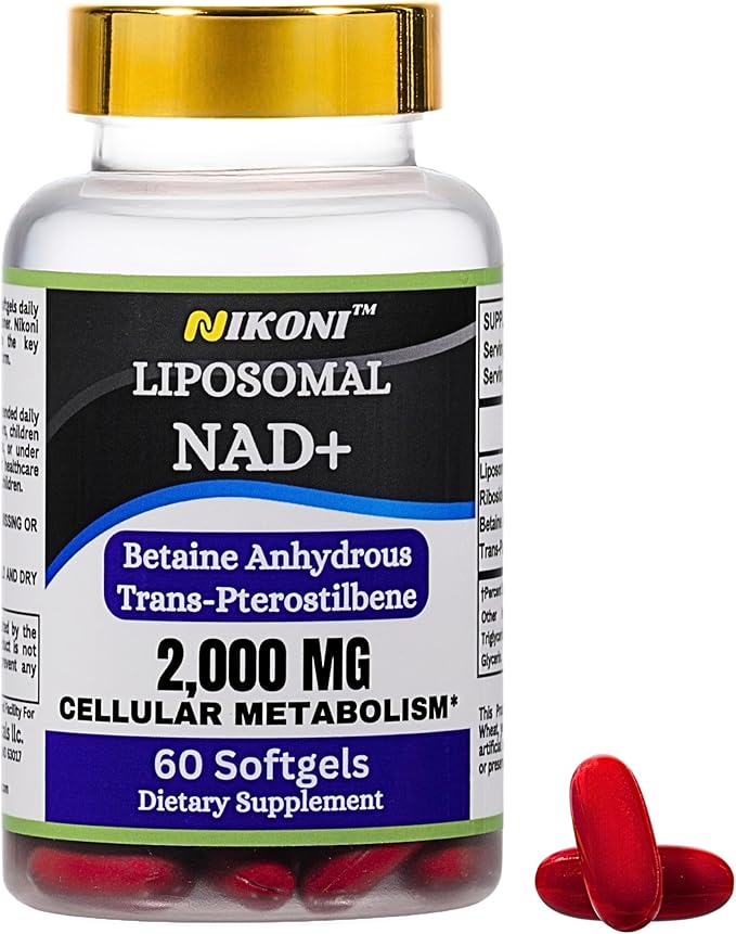 Nikoni Liposomal NAD+ 2000 mg with TMG and Pterostilbene Supports Healthy Aging-60 Softgels
