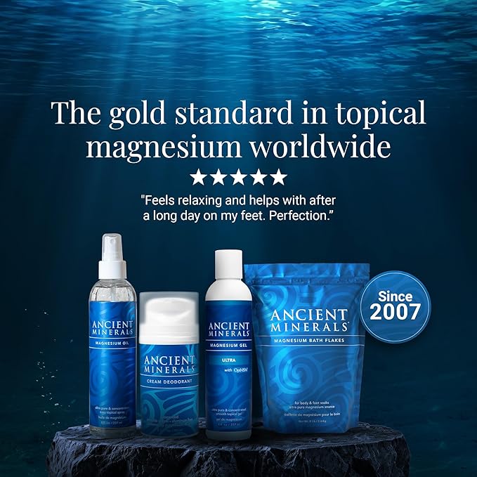 Ancient Minerals Magnesium Bath Flakes - Magnesium Oil Spray and Lotion Ultra with MSM - High-Absorption Efficiency for Relaxation Wellness &amp Muscle Relief