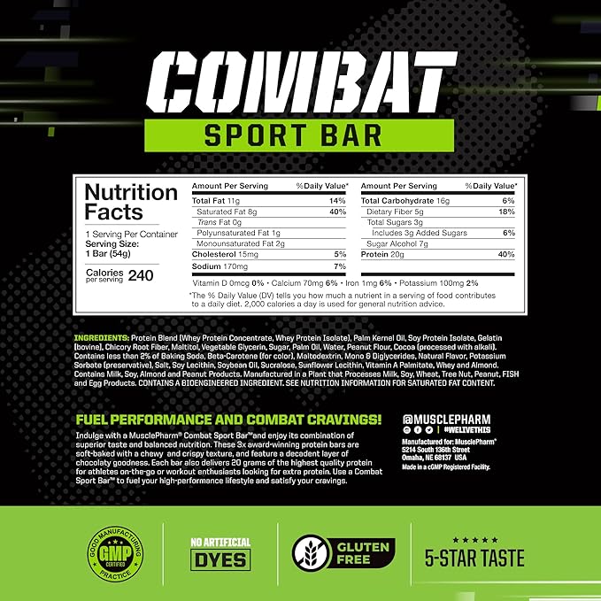 Muscle Pharm Combat Protein 2lb Vanilla and Combat Chocolate Peanut Butter Cup Sport Bars
