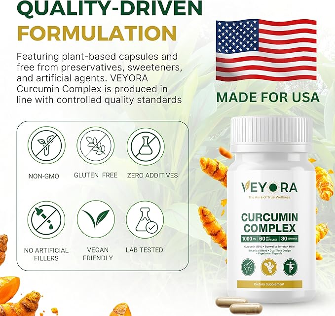 Curcumin Complex | 60 Veg Capsules Turmeric Extract with Boswellia MSM &amp Botanical Blend Balanced Daily