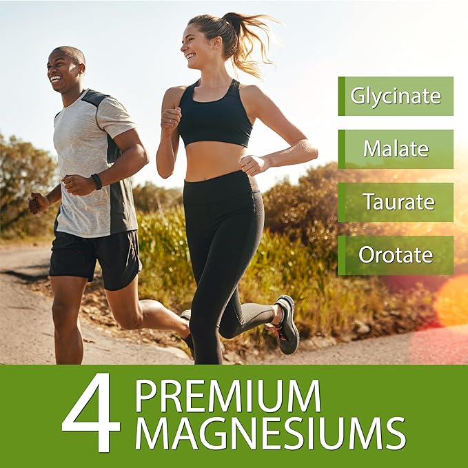 Active Lifestyle 4X Magnesium Supplement Magnesium Glycinate Taurate Malate Orotate Complex Calm Sleep GMO Free Gluten Free Soy Free Dairy Free Lab Tested Made in USA