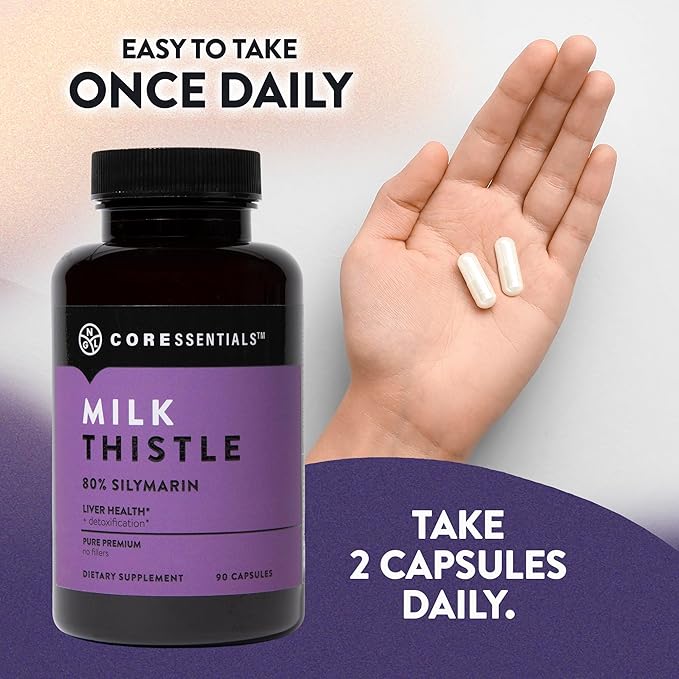 NGL Milk Thistle Extract 1300mg - 80% Silymarin Standardized - 90 Capsules for Liver Support 45 Servings