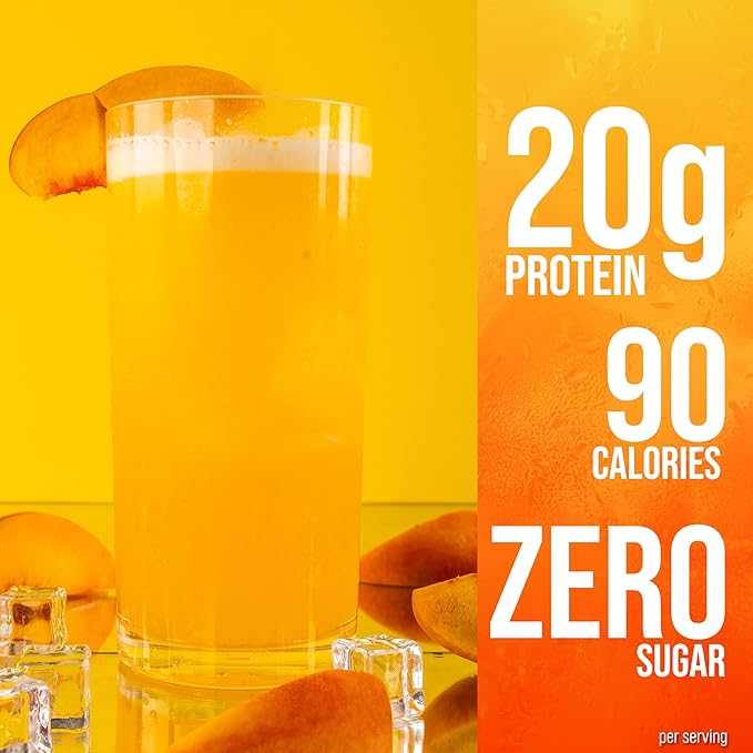 Rule 1 Clear Whey Isolate - 20g All-Whey Isolate Protein Mix Over 9g EAAs 90 Calories Zero Sugar Easy to Digest Light Crisp and Refreshing Taste (27 Servings Peach Mango)