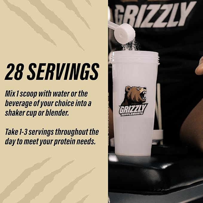 Grizzly Whey Isolate 25g Protein Powder Vanilla Protein Shake - 5.5g BCAAs for Growth &amp Muscle Recovery - 89% Whey Protein Per Serving - Post Workout Muscle Builder for Men &amp Women - 28 Servi