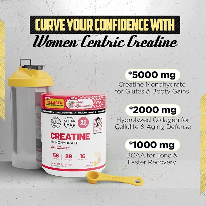 Old School Labs 5g Creatine Monohydrate Powder with Collagen &amp BCAA ∣ Women's Post-Workout Formula for Muscle Repair &amp Recovery Energy &amp Lean Muscle Support 30 Servings Pink Lemonade