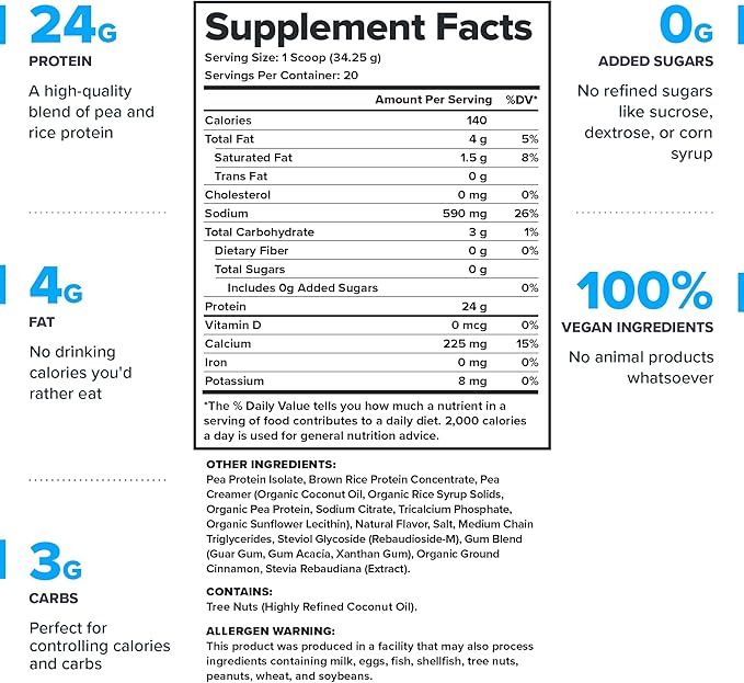 LEGION Plant+ Vegan Protein Powder - Rice and Pea Plant Based Protein Blend. Gluten Free GMO Free Naturally Sweetened and Flavored 20 Servings 2 Lbs (Apple Pie)