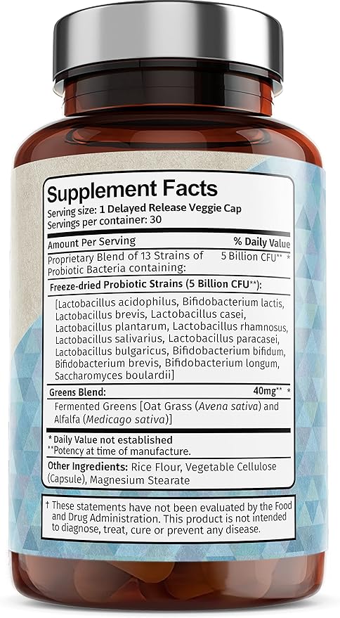 Vitamin Bounty Pro-Daily Probiotic 5 Billion CFU - 13 Strains with Lactobacillus Acidophilus &amp Bifidobacterium for Digestive Health - Probiotics for Men &amp Women Gut Health Support