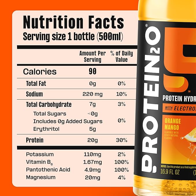 Protein2o Hydration Drink - 2-in-1 Liquid Clear Whey Protein Isolate and Electrolyte Drink - 20g Protein Vitamins B5 B6 - Post-Workout Recovery - 16.9 Fl Oz - 12 Count Variety Pack