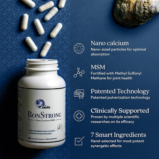 Nano Calcium Supplements for Bone Health 3X 120 Capsules with MSM Made in USA-Calcium Supplements Women Vitamin D3 with Calcium Supplement for Men Bone Support Vitamins for Bones and Joints